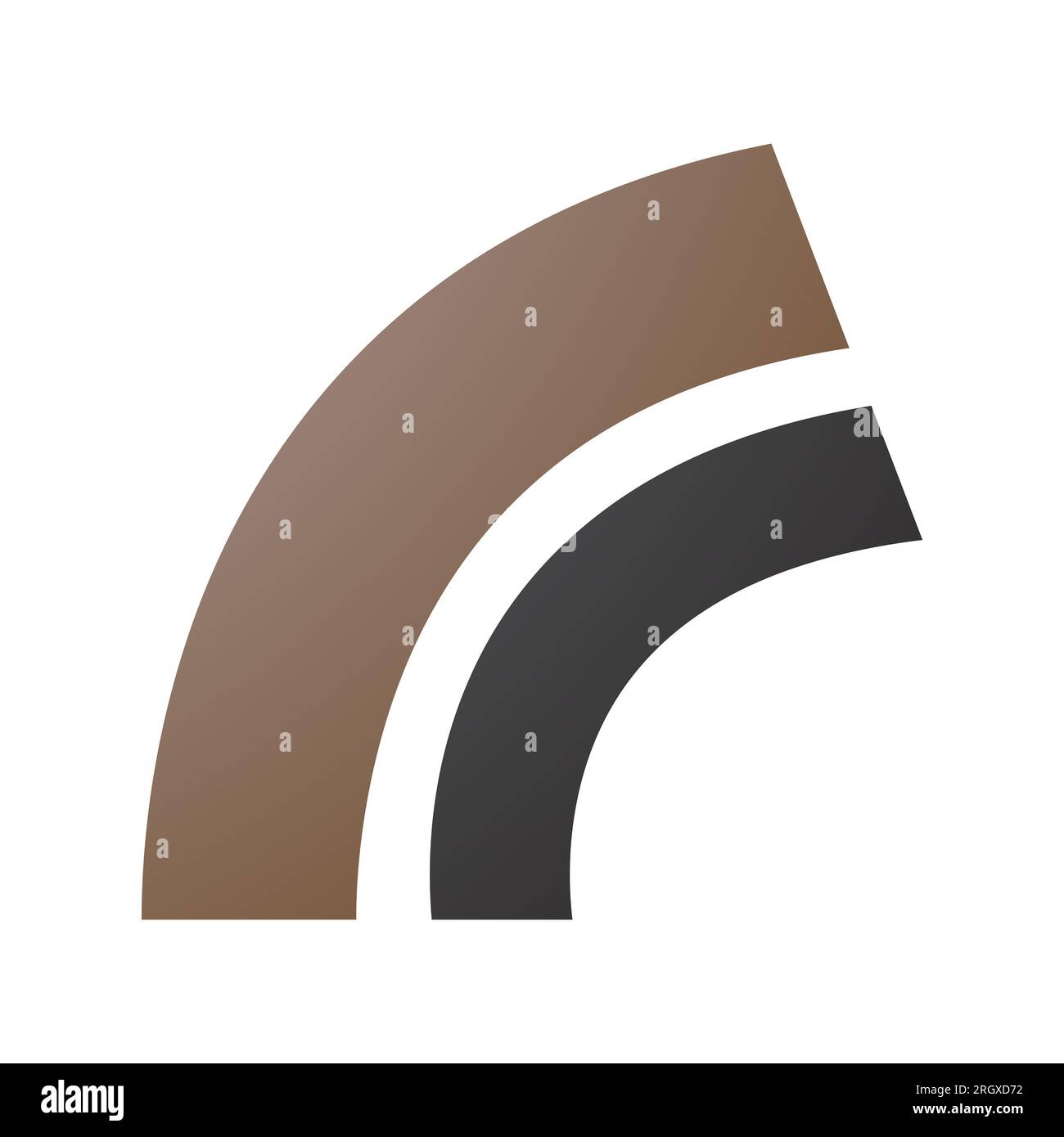 Brown and Black Arc Shaped Letter R Icon on a White Background Stock ...