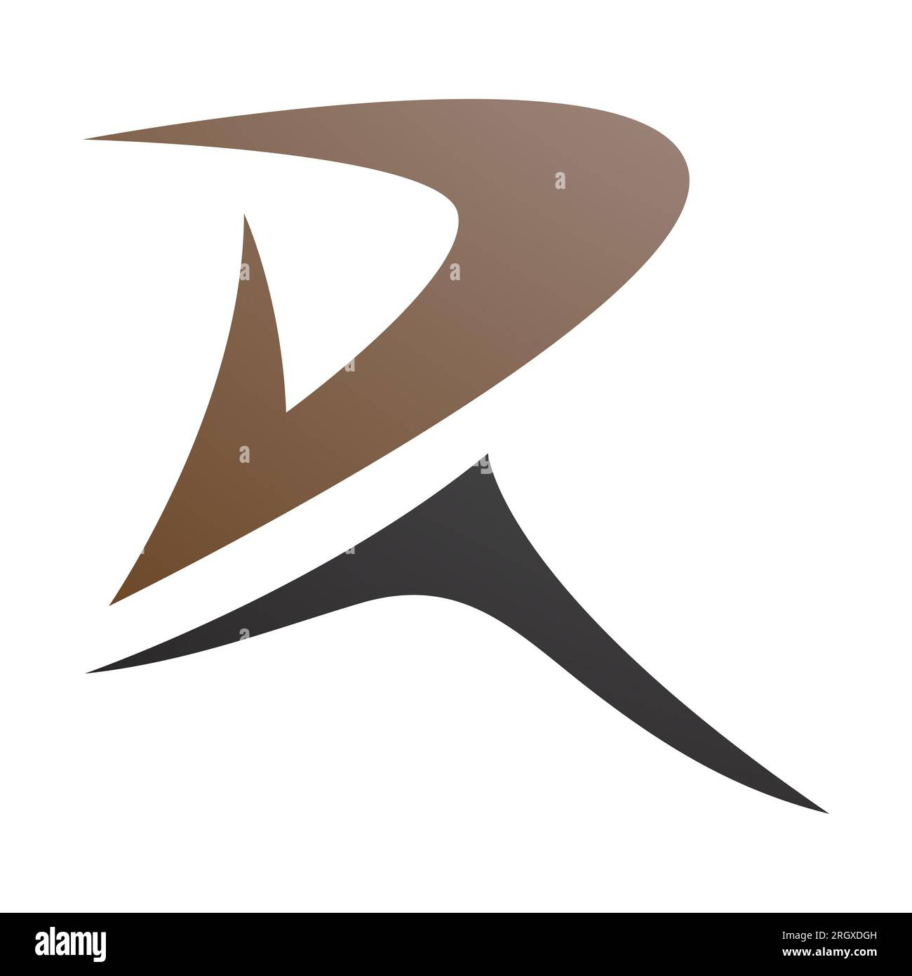 Brown and Black Pointy Tipped Letter R Icon on a White Background Stock ...