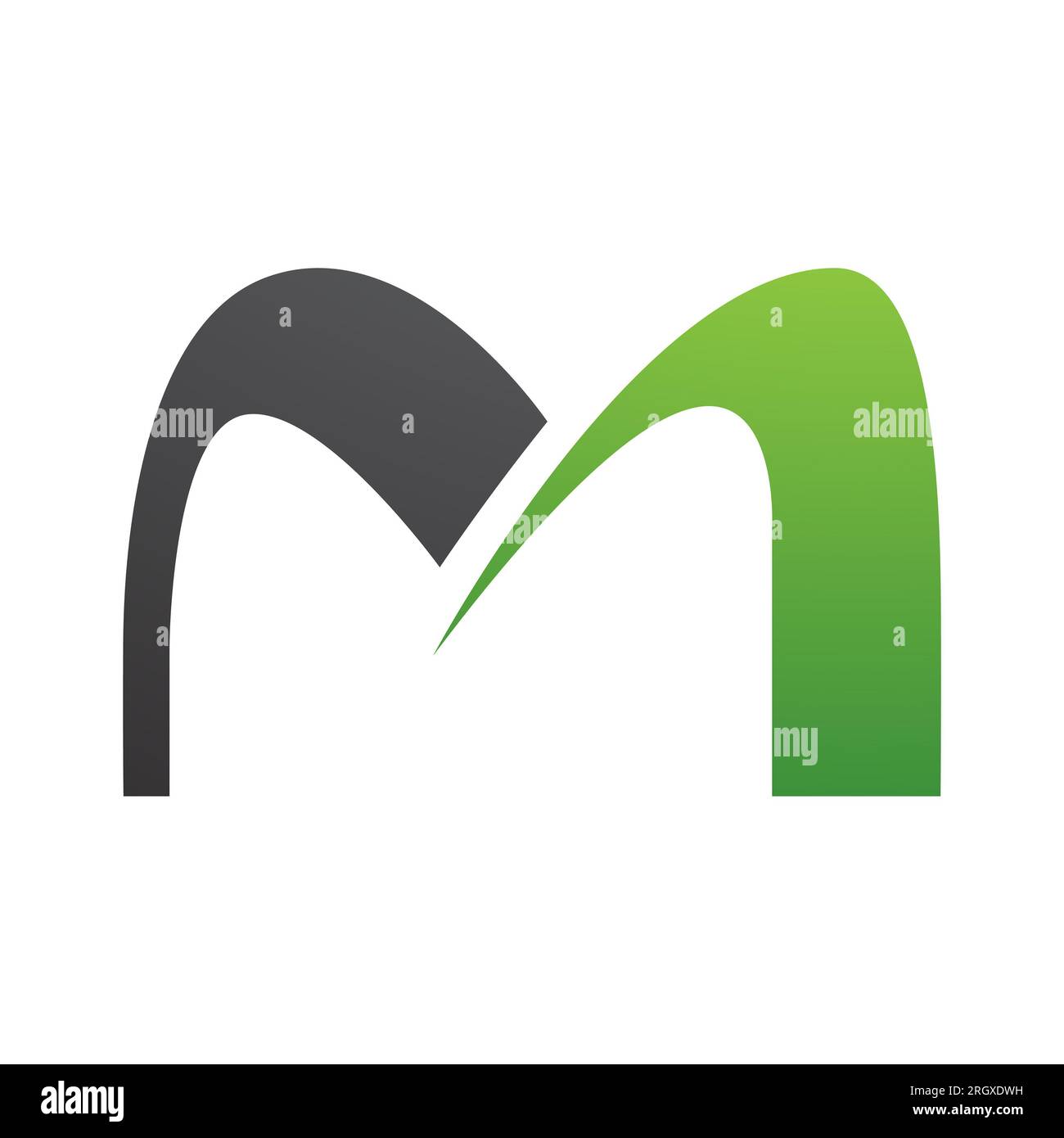Green and Black Arch Shaped Letter M Icon on a White Background Stock ...