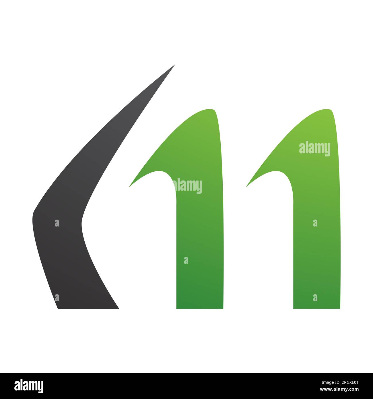 Green and Black Horn Shaped Letter M Icon on a White Background Stock ...