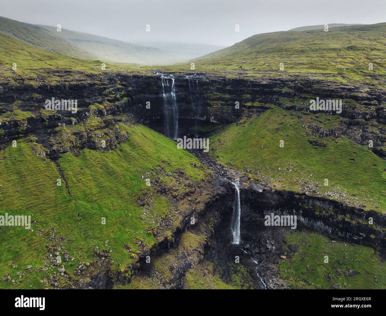 Aerial View Of The Fossa Waterfall On Island Bordoy This Is The Aerial View Of The Fossa Waterfall On Island Bordoy This Is The