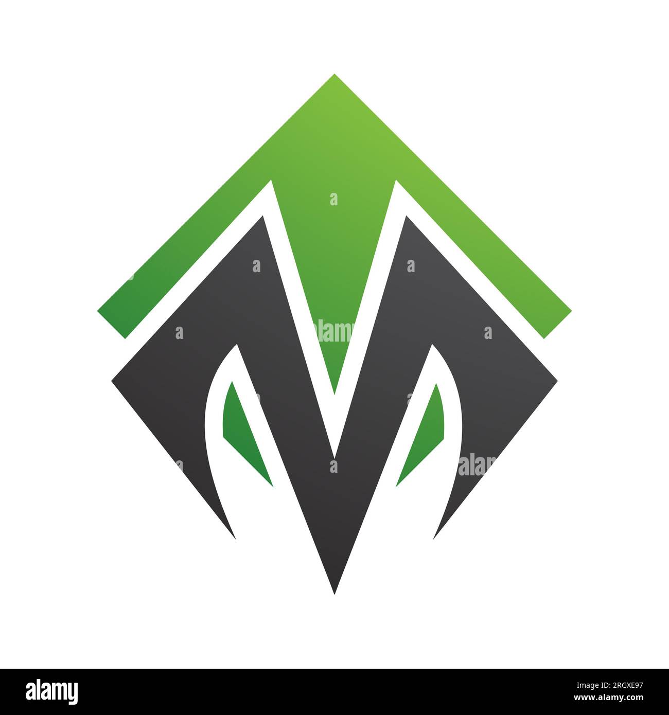 Green and Black Square Diamond Shaped Letter M Icon on a White ...