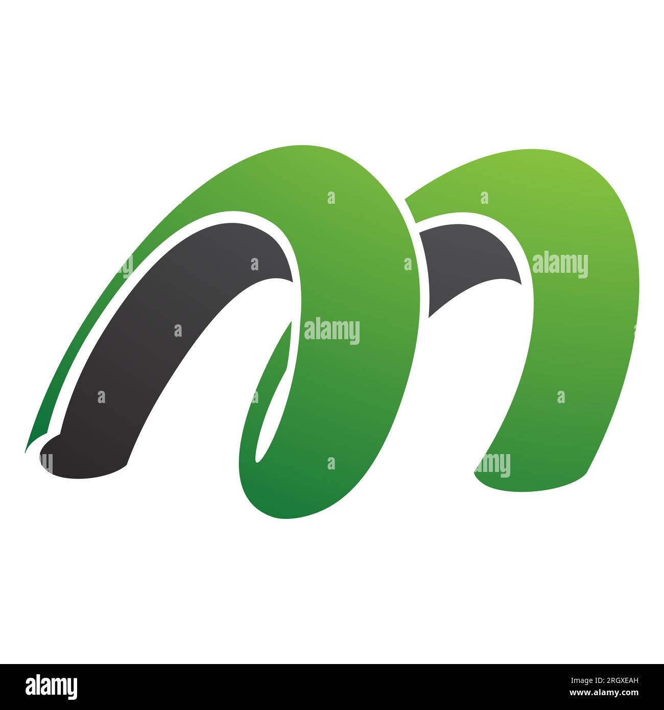 Green and Black Spring Shaped Letter M Icon on a White Background Stock ...