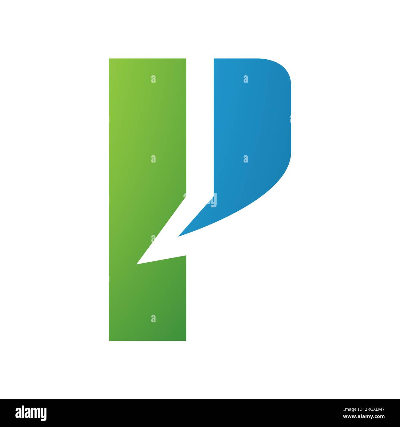 Green and Blue Letter P Icon with a Bold Rectangle on a White ...