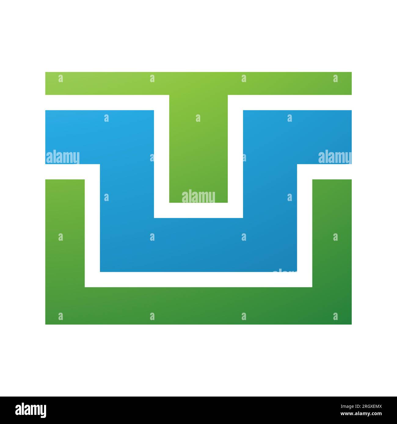 Green and Blue Rectangle Shaped Letter U Icon on a White Background ...