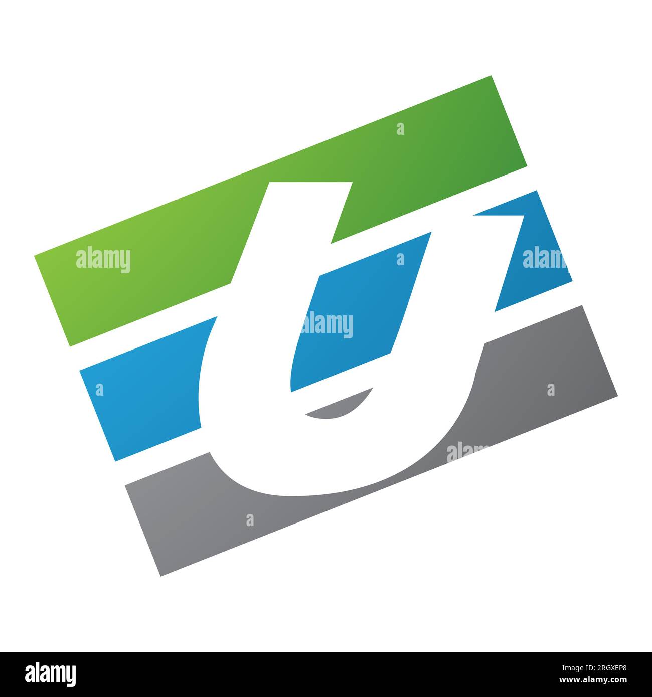 Green and Blue Rectangular Shaped Letter U Icon on a White Background ...