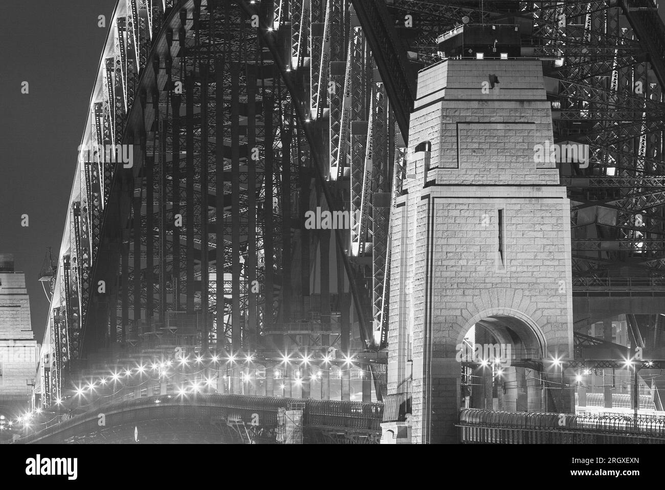 Sydney Harbour Bridge in Australia by night. Stock Photo