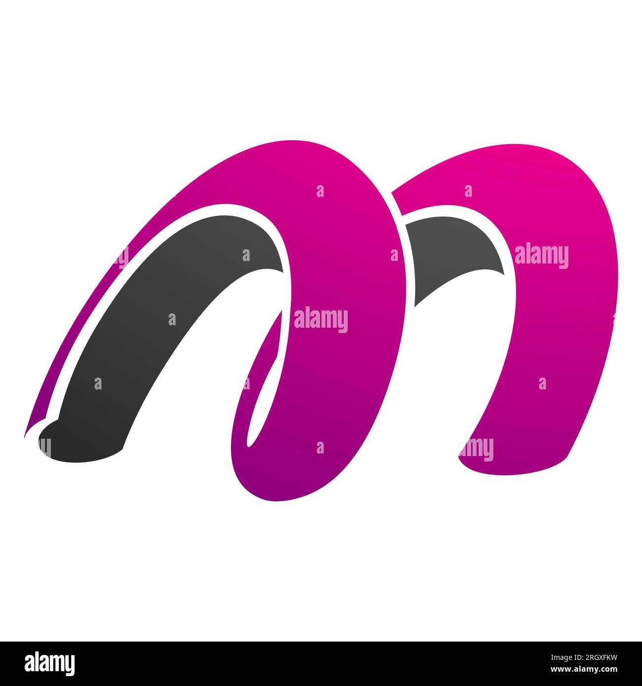 Magenta and Black Spring Shaped Letter M Icon on a White Background ...
