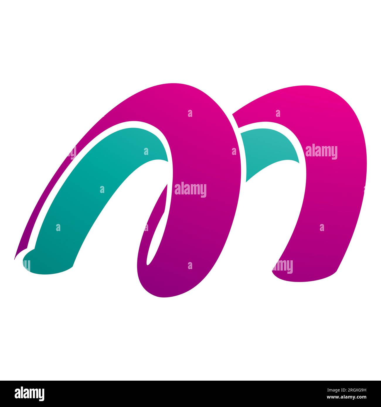 Magenta and Green Spring Shaped Letter M Icon on a White Background ...