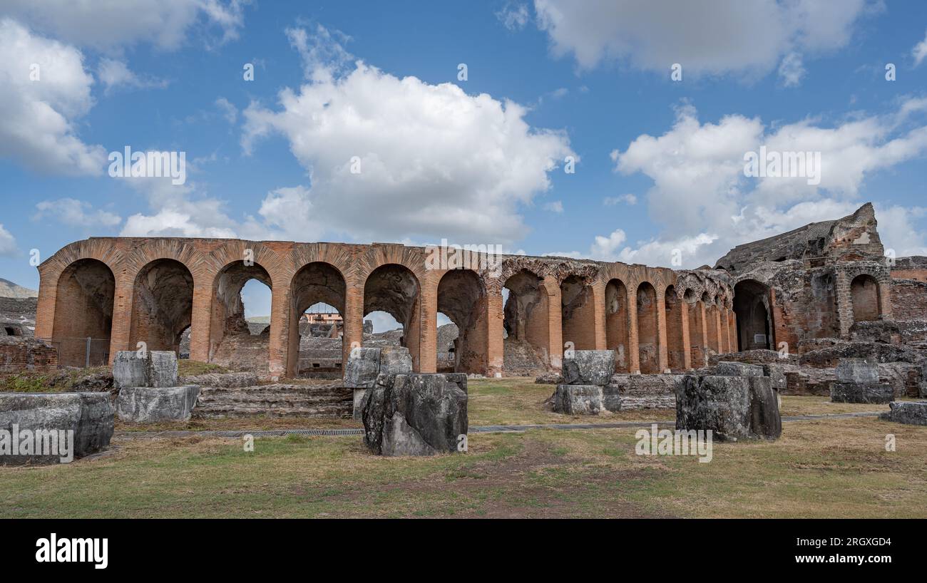 The Campanian Amphitheater is a Roman amphitheater located in the city of Santa Maria Capua Vetere - coinciding with the ancient Capua - second in siz Stock Photo