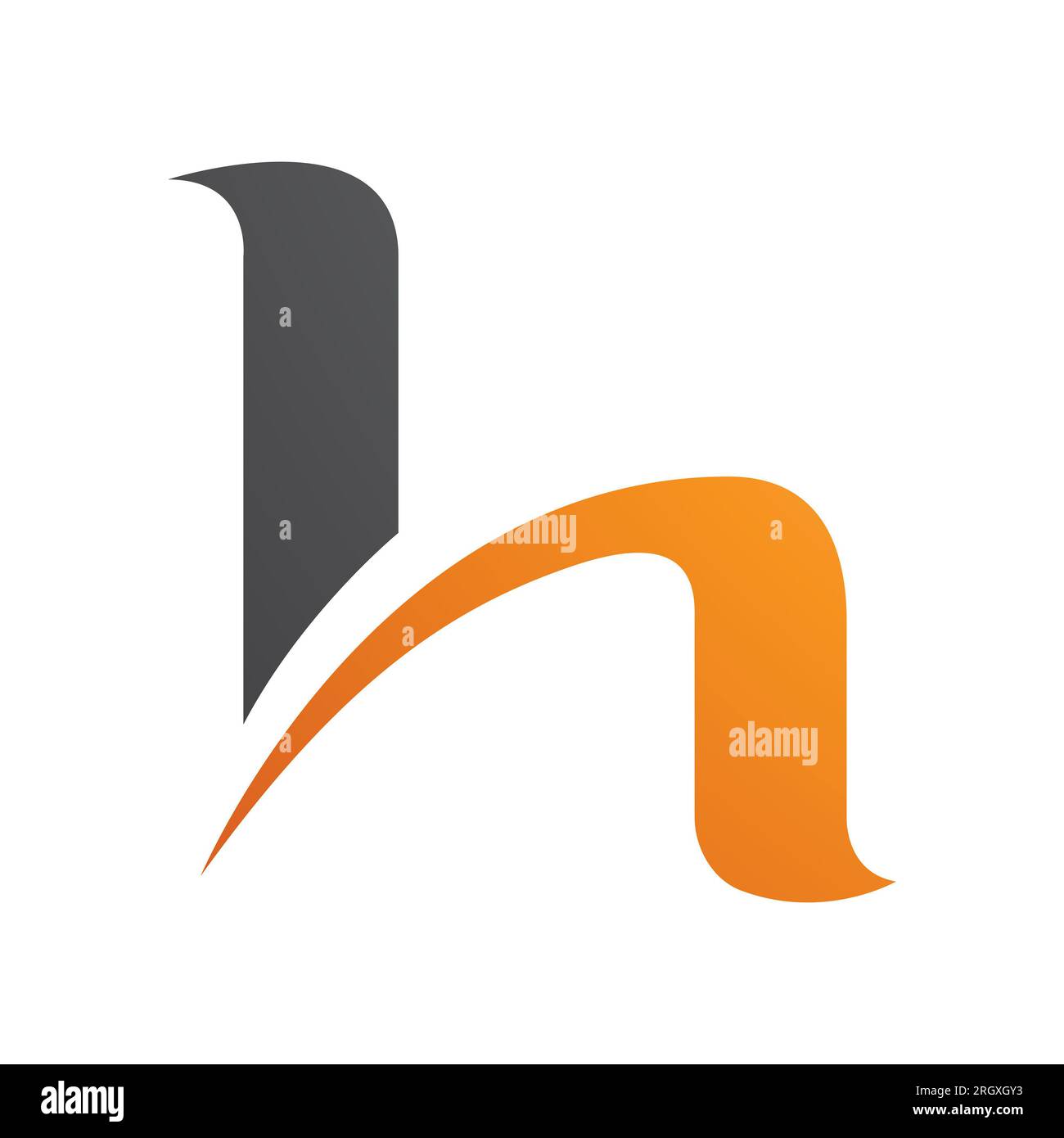 Orange and Black Letter H Icon with Round Spiky Lines on a White ...