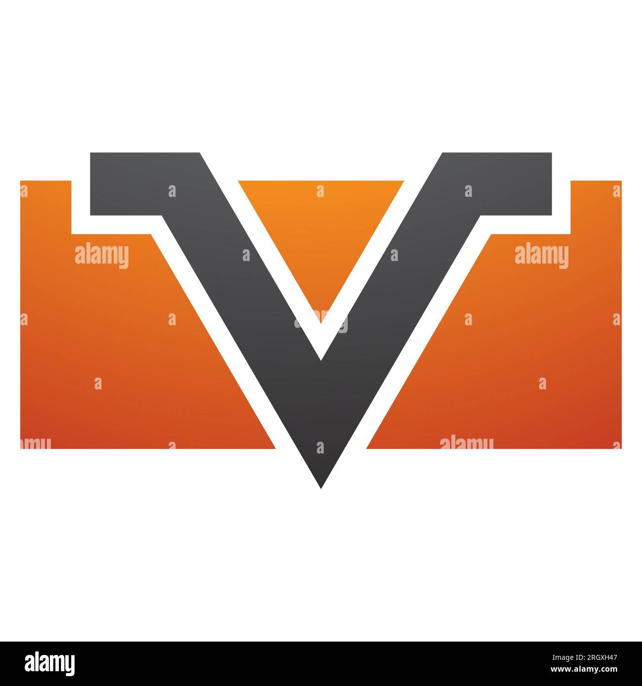Orange and Black Rectangle Shaped Letter V Icon on a White Background ...