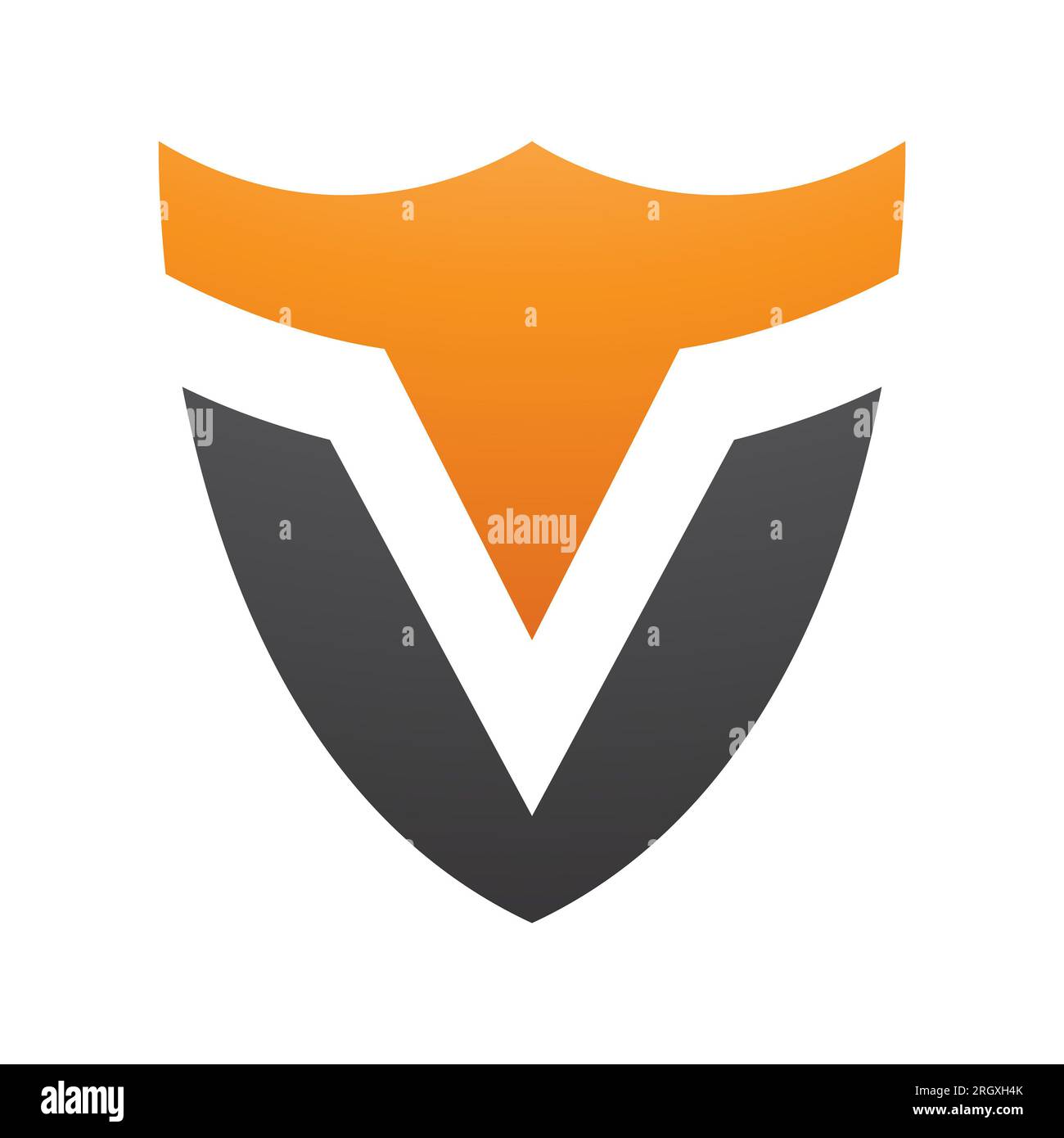 Orange and Black Shield Shaped Letter V Icon on a White Background ...