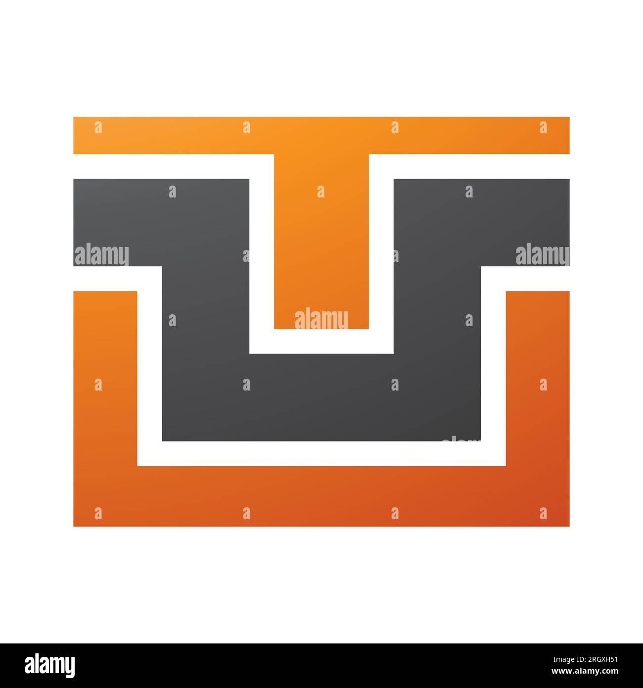 Orange and Black Rectangle Shaped Letter U Icon on a White Background ...