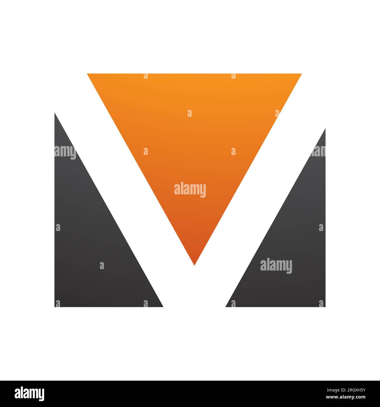 Orange and Black Rectangular Shaped Letter V Icon on a White Background ...