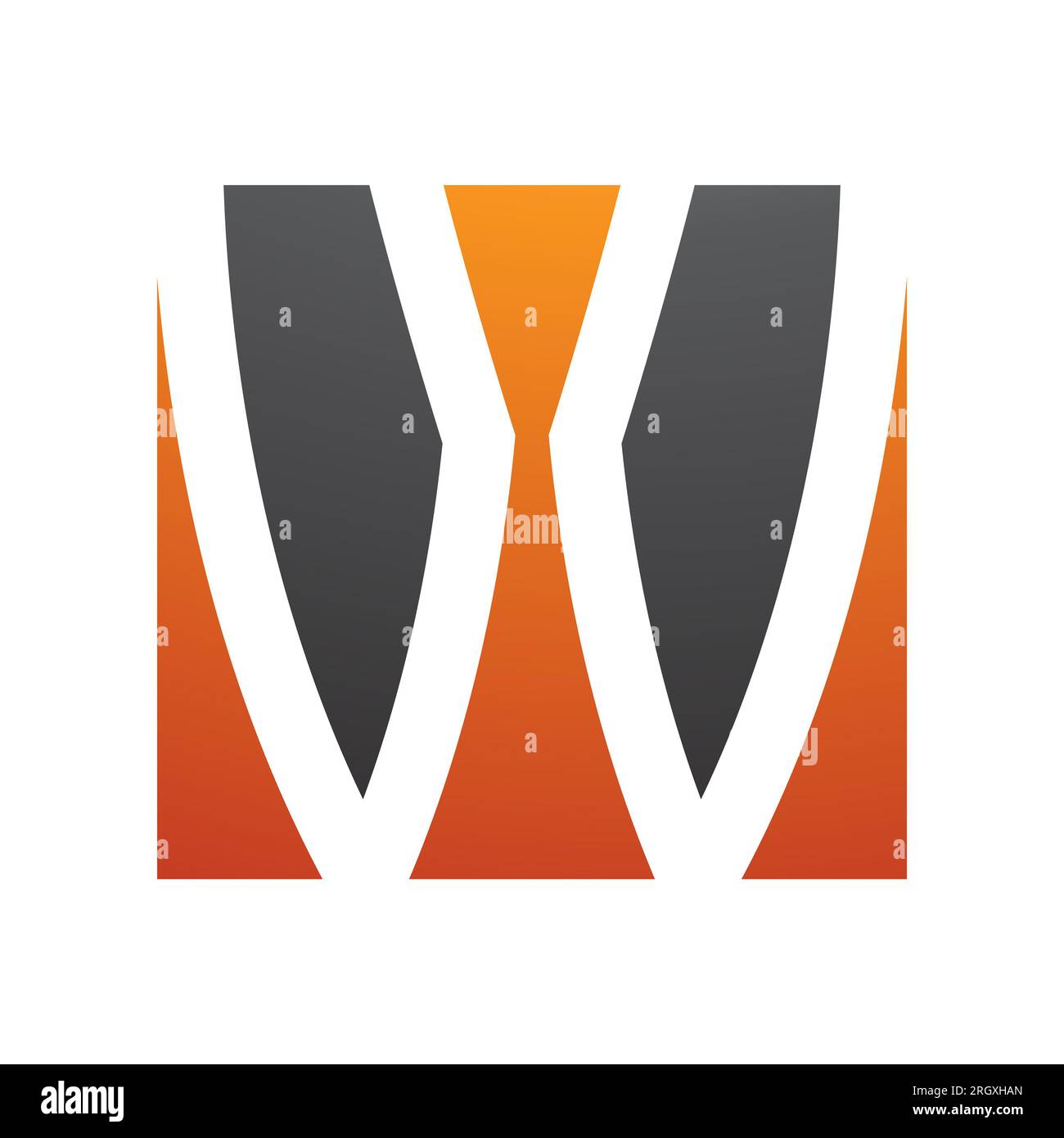 Orange and Black Square Shaped Letter W Icon on a White Background ...