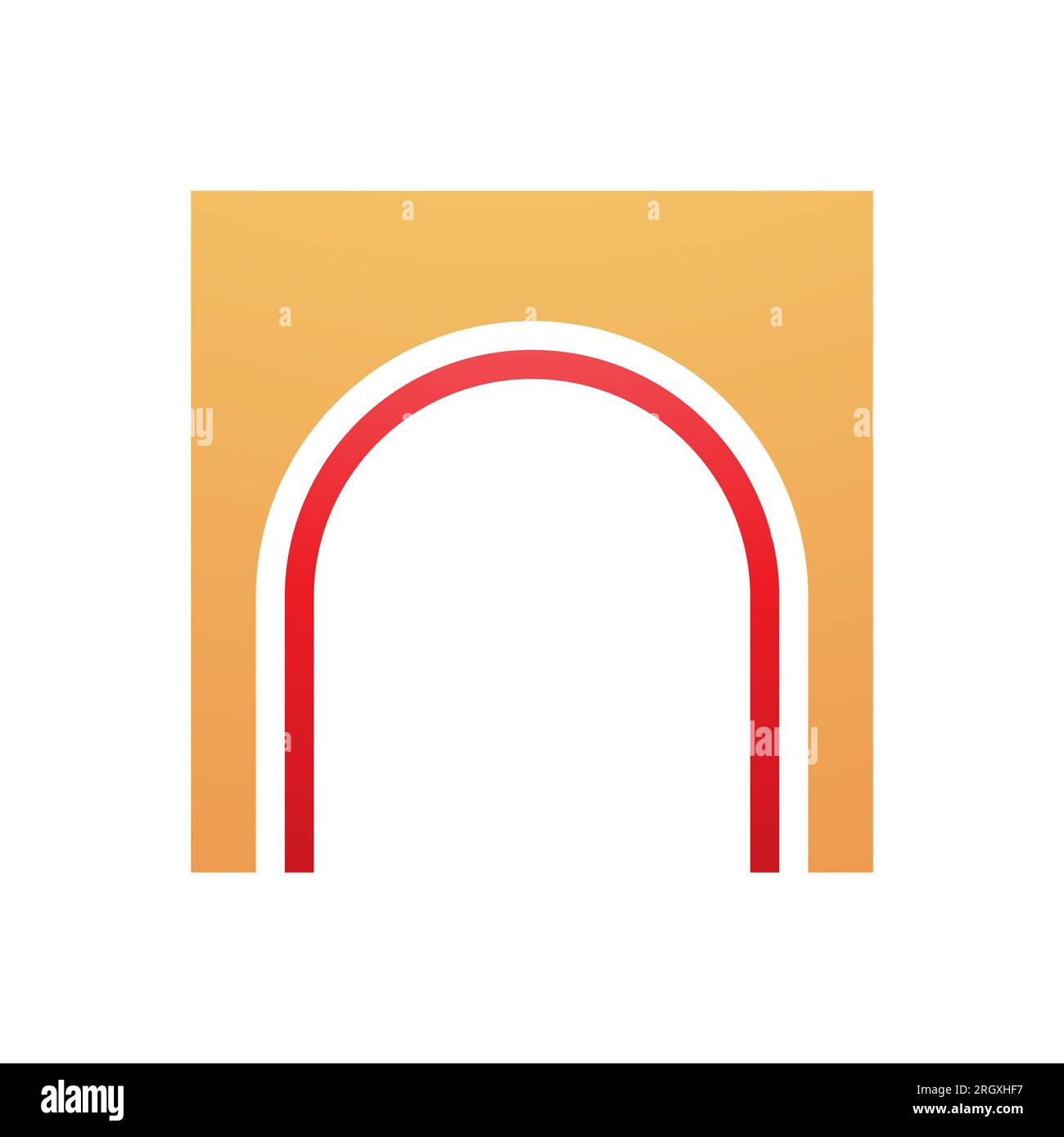 Orange and Red Arch Shaped Letter N Icon on a White Background Stock ...