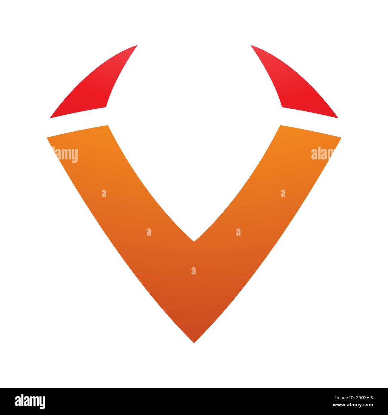 Orange and Red Horn Shaped Letter V Icon on a White Background Stock ...