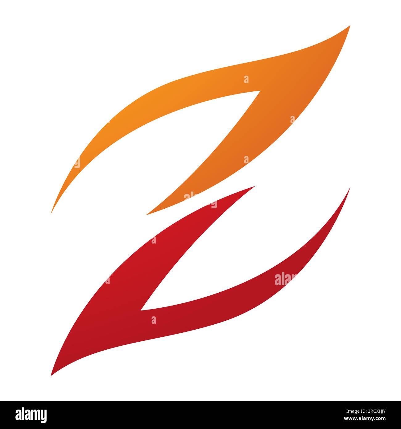 Orange and Red Fire Shaped Letter Z Icon on a White Background Stock Photo