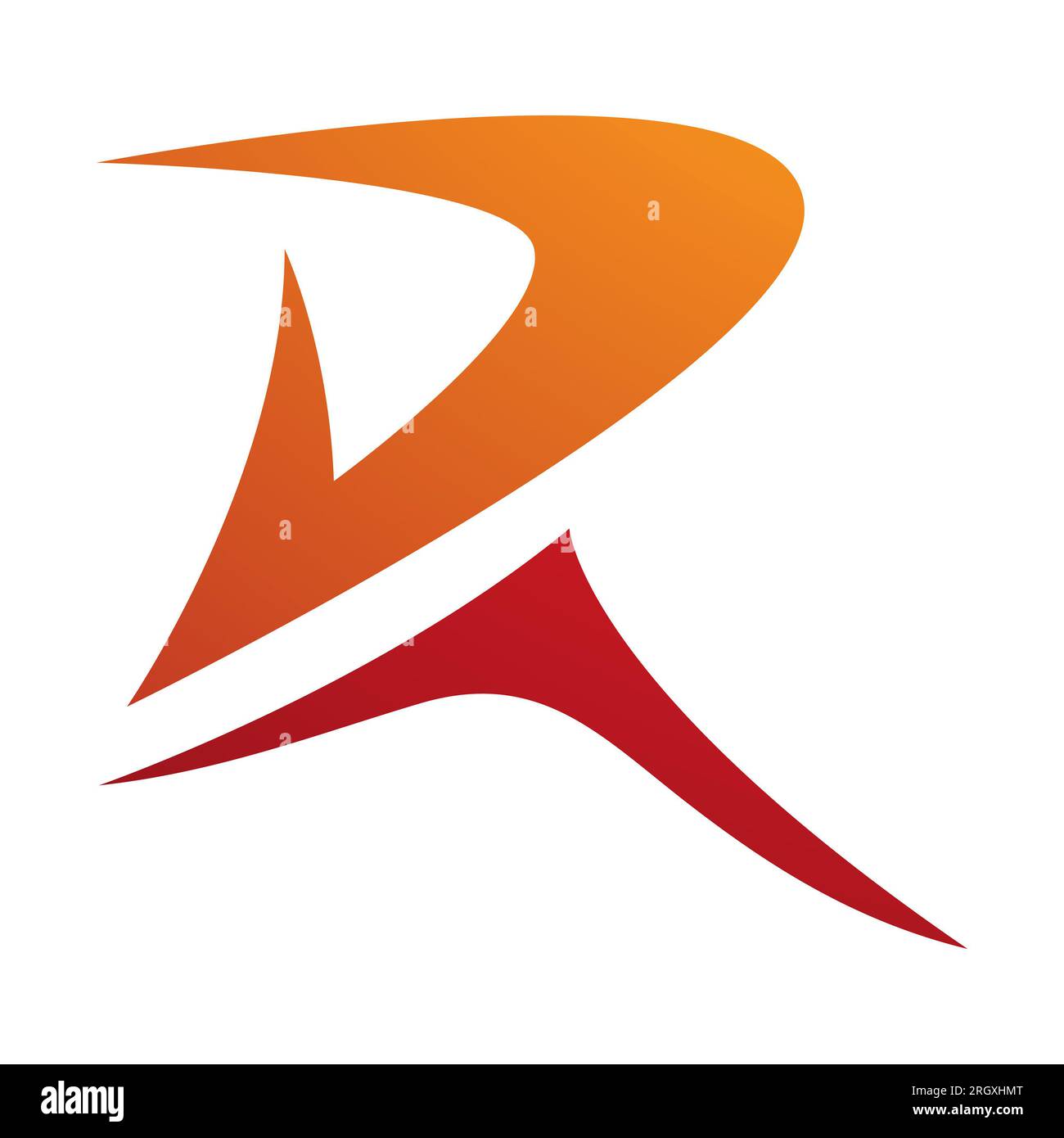 Orange and Red Pointy Tipped Letter R Icon on a White Background Stock ...
