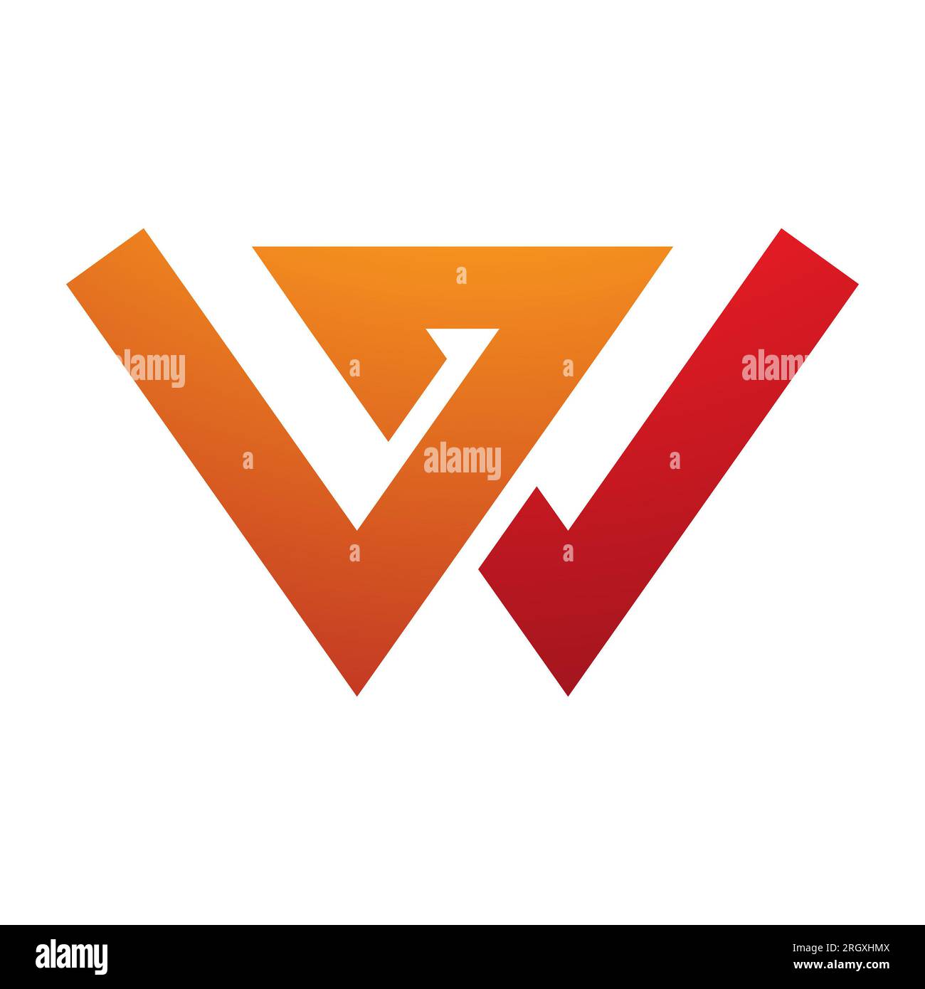 Orange and Red Letter W Icon with Intersecting Lines on a White ...