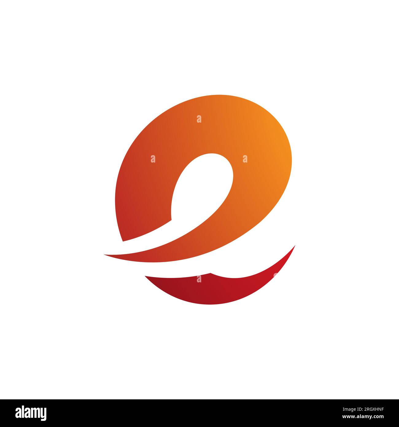 Orange and Red Lowercase Letter E Icon with Soft Spiky Curves on a ...