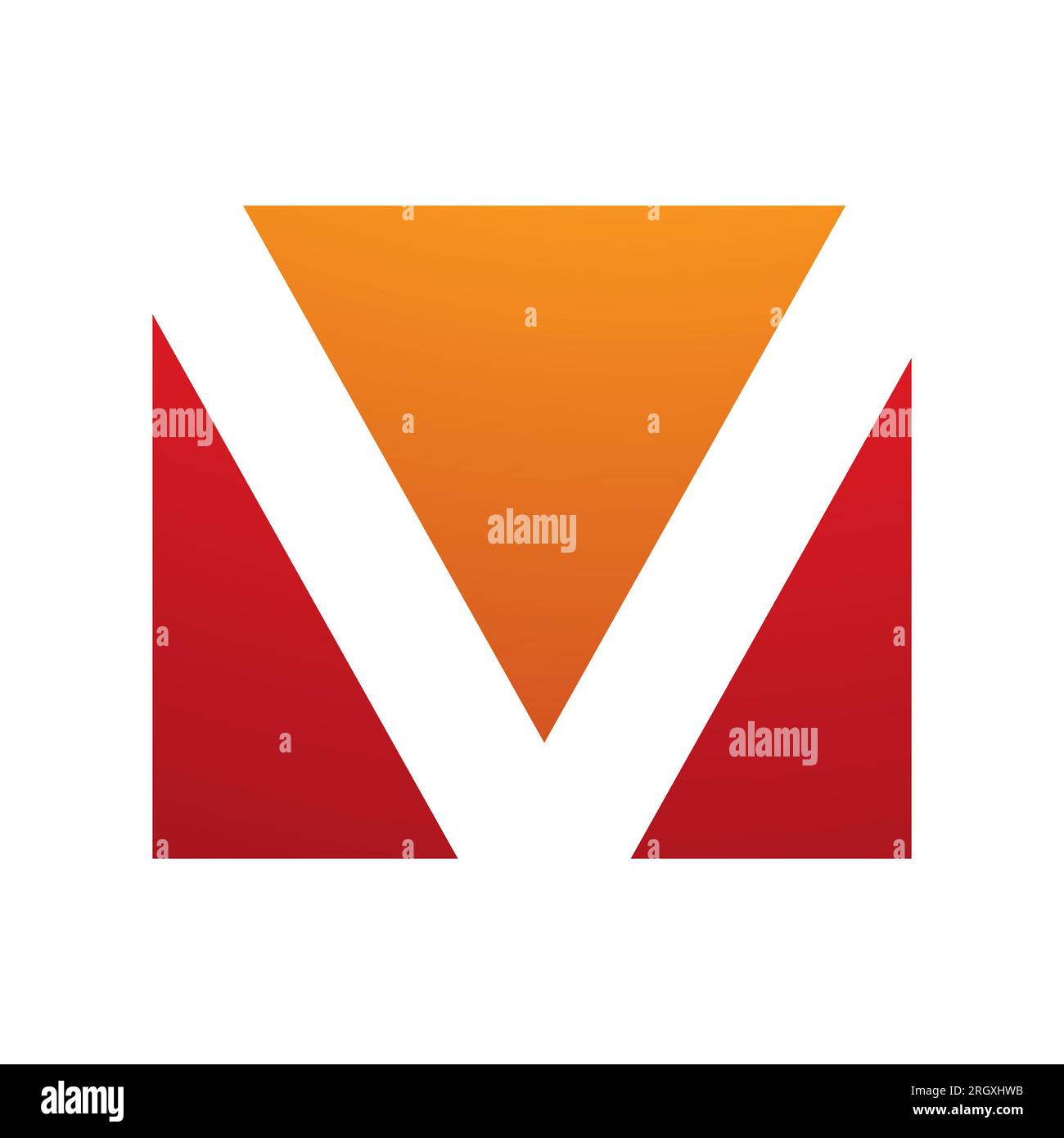 Orange and Red Rectangular Shaped Letter V Icon on a White Background ...