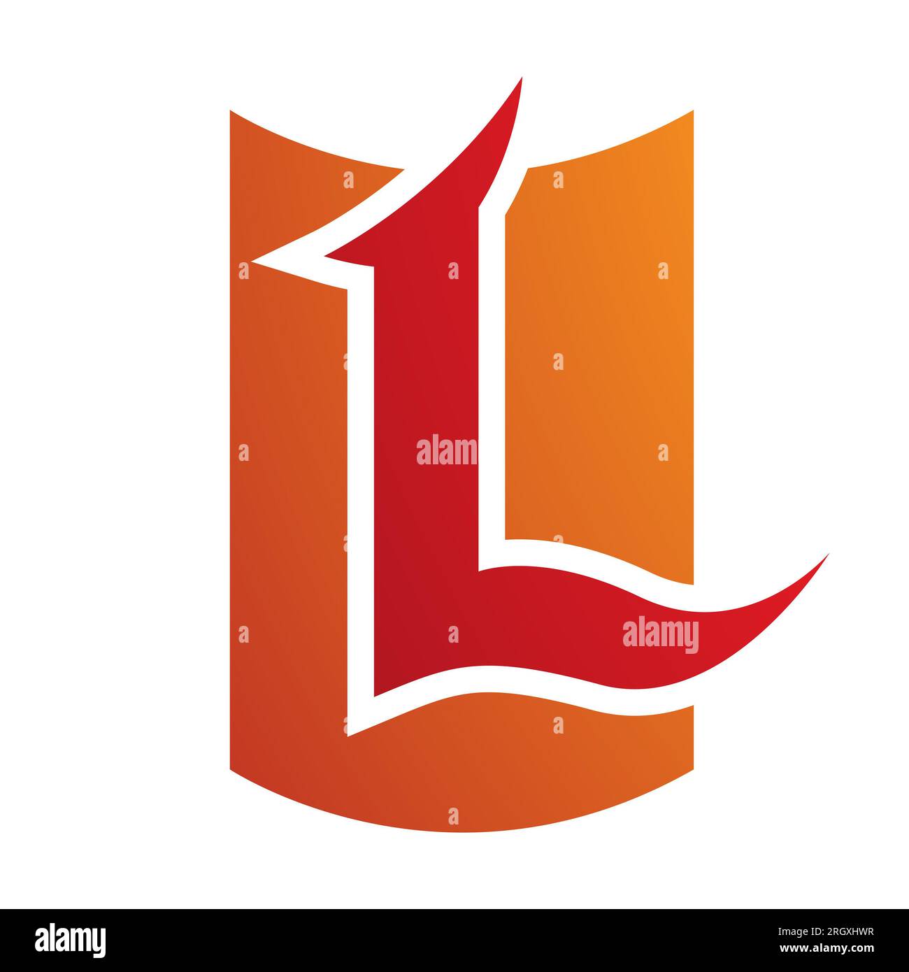 Orange and Red Shield Shaped Letter L Icon on a White Background Stock ...