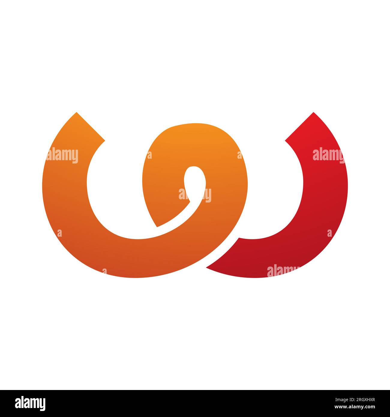 Orange and Red Spring Shaped Letter W Icon on a White Background Stock ...