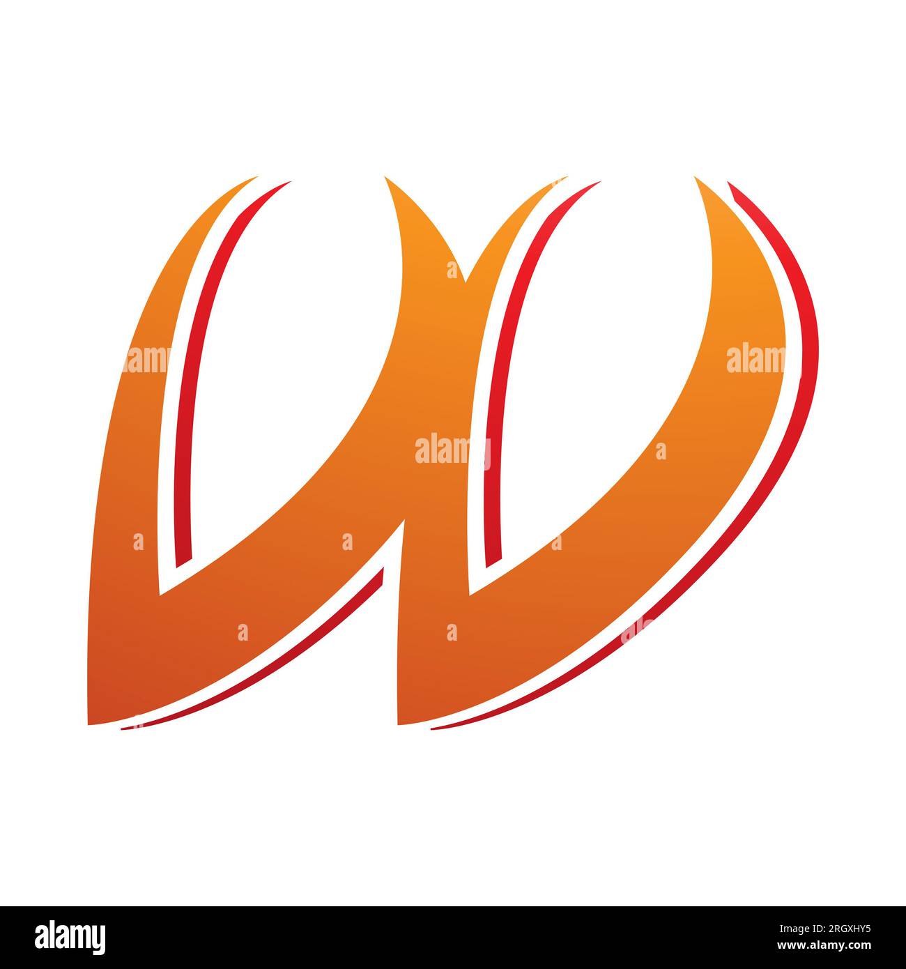 Orange and Red Spiky Italic Shaped Letter W Icon on a White Background ...