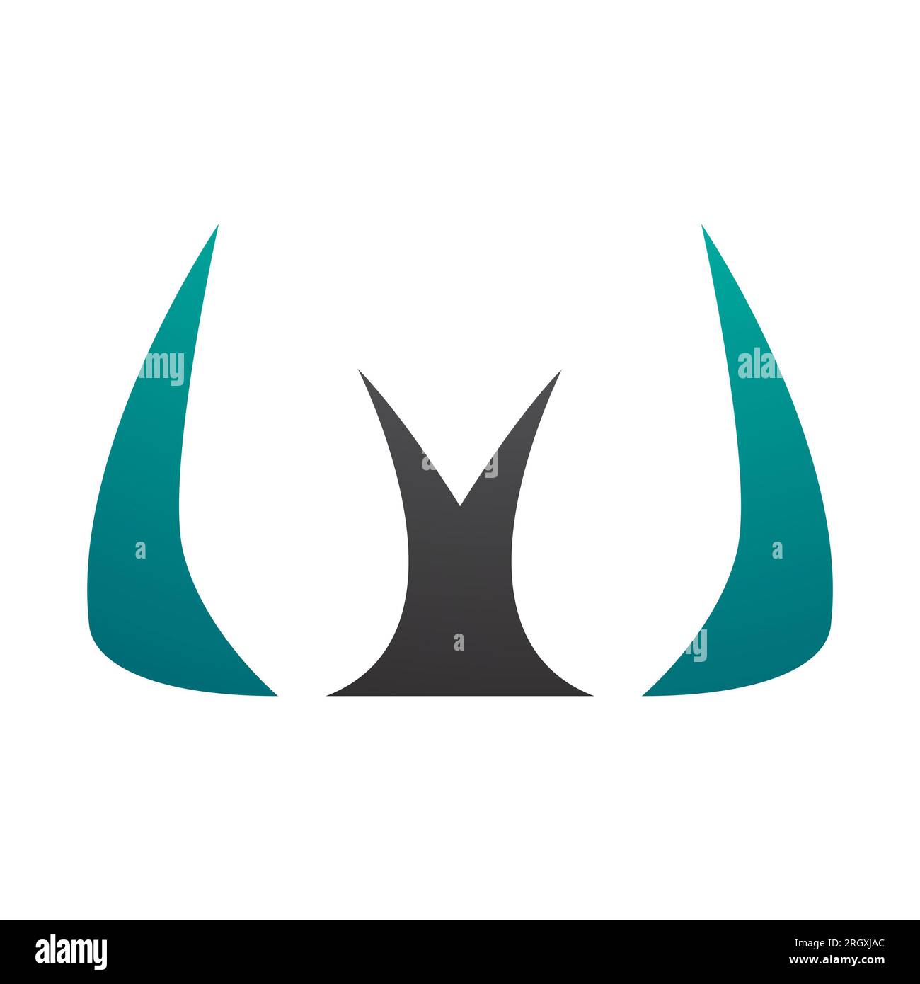 Persian Green and Black Horn Shaped Letter W Icon on a White Background ...