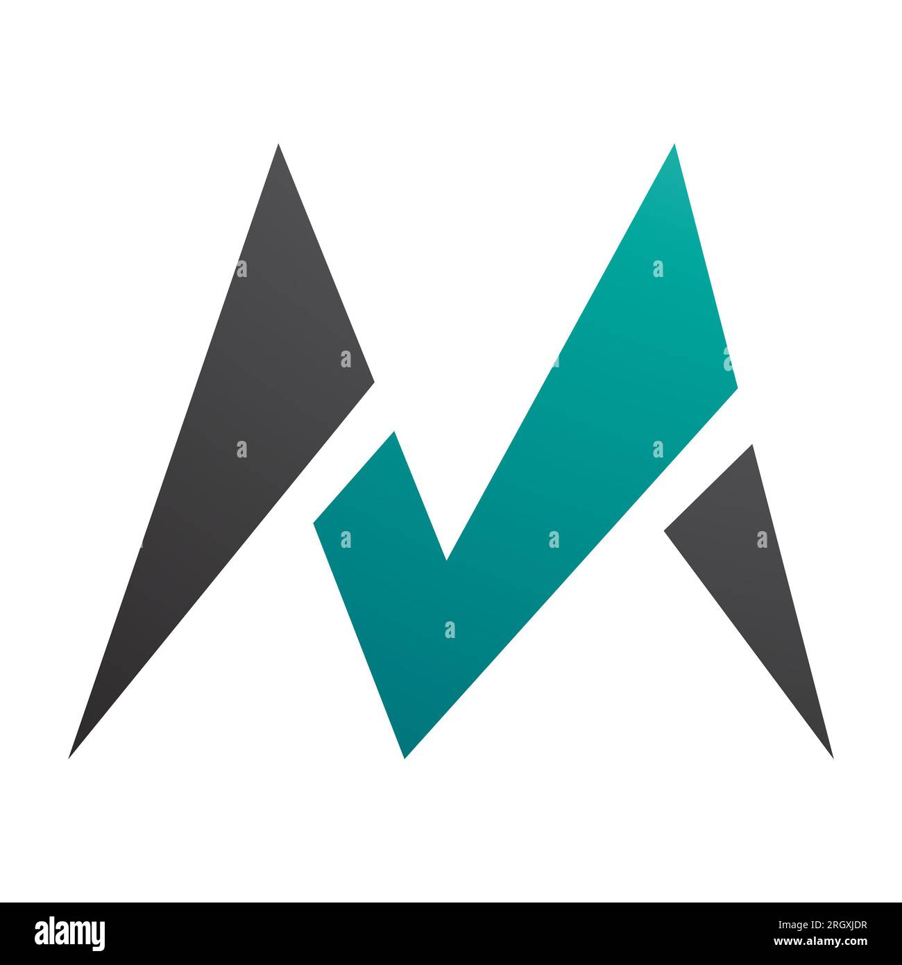 Persian Green and Black Pointy Tipped Letter M Icon on a White ...