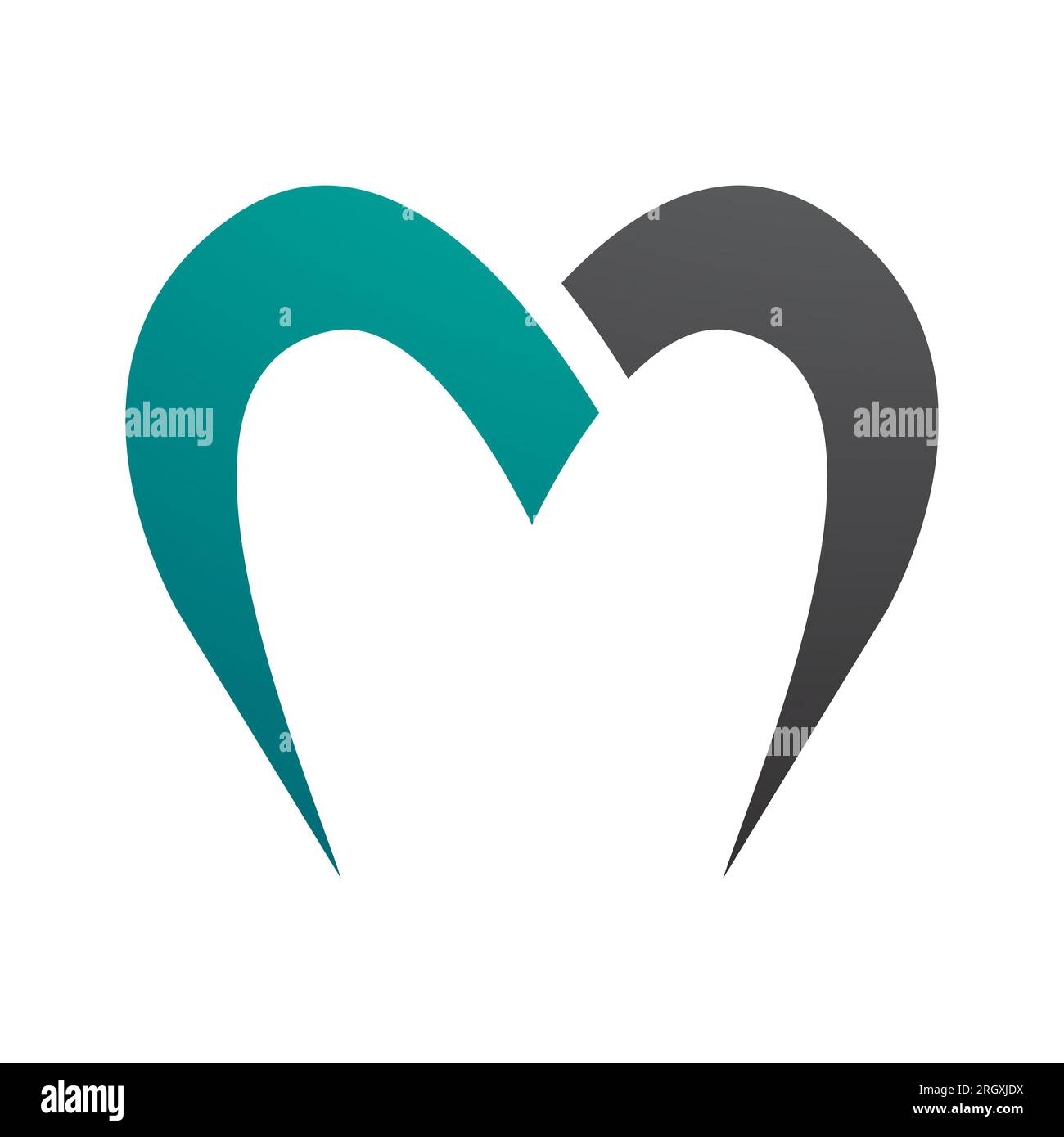 Persian Green and Black Parachute Shaped Letter M Icon on a White ...
