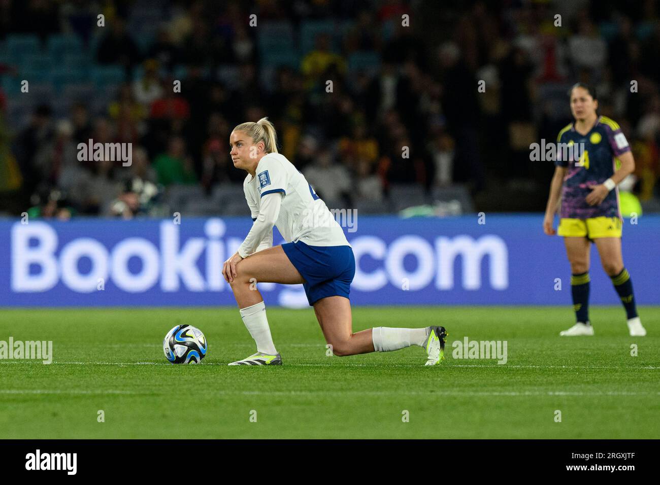 Stadium Australia, Sydney, NSW, Australia. 12th Aug, 2023. FIFA Womens World Cup Quarter Final Football, England versus Colombia; Keira Walsh of England takes a knee before kick off Credit: Action Plus Sports/Alamy Live News Stock Photo