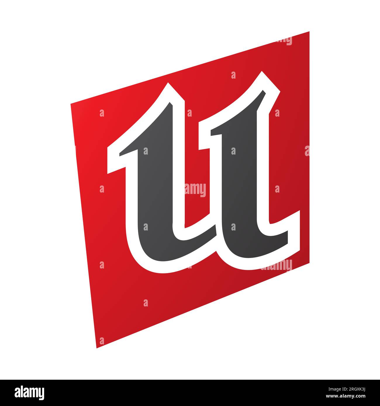Red and Black Distorted Square Shaped Letter U Icon on a White ...