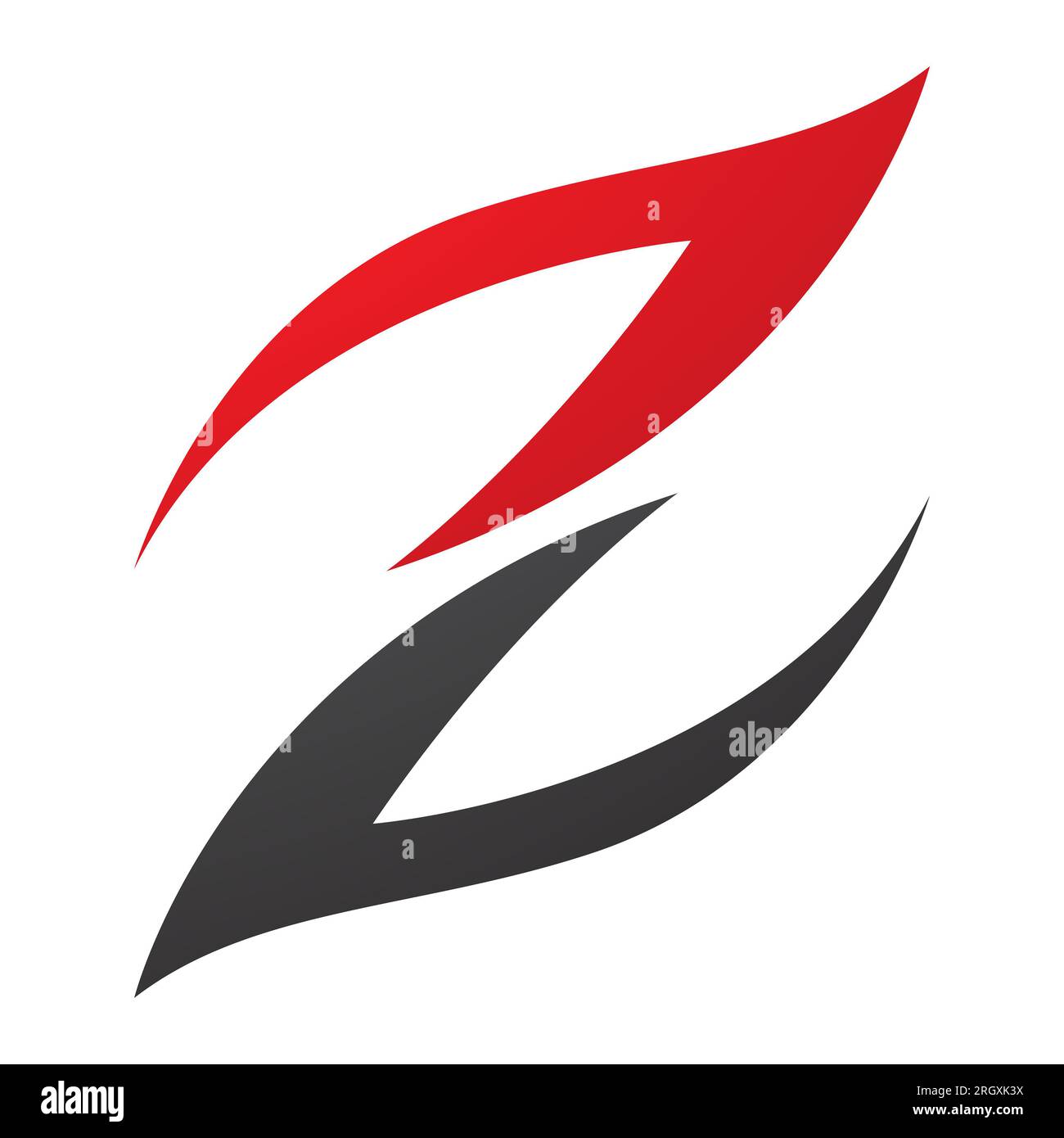Red and Black Fire Shaped Letter Z Icon on a White Background Stock Photo