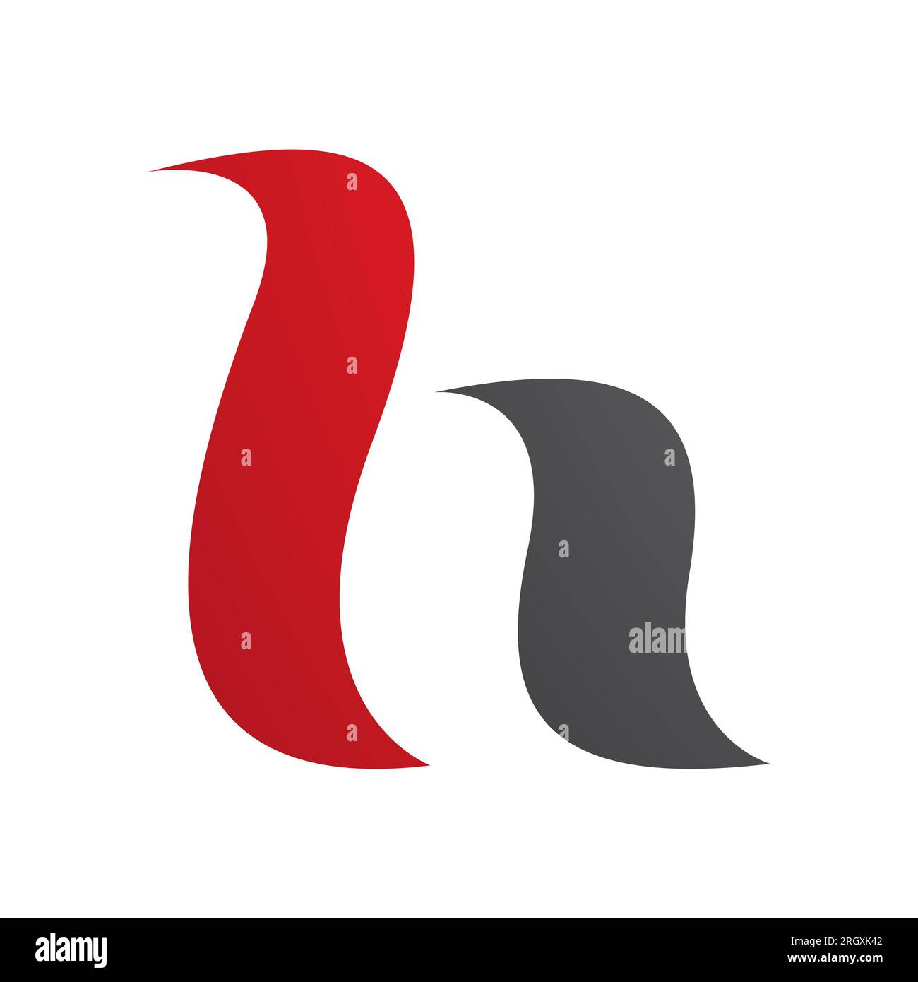 Red and Black Calligraphic Letter H Icon on a White Background Stock ...