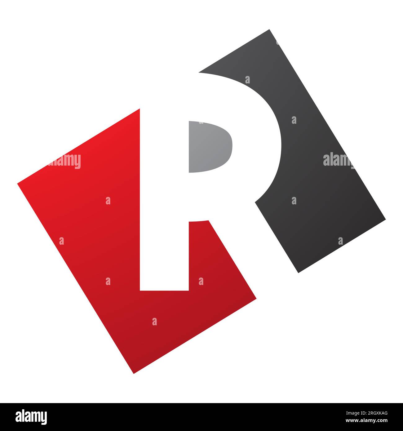 Red and Black Rectangle Shaped Letter R Icon on a White Background ...