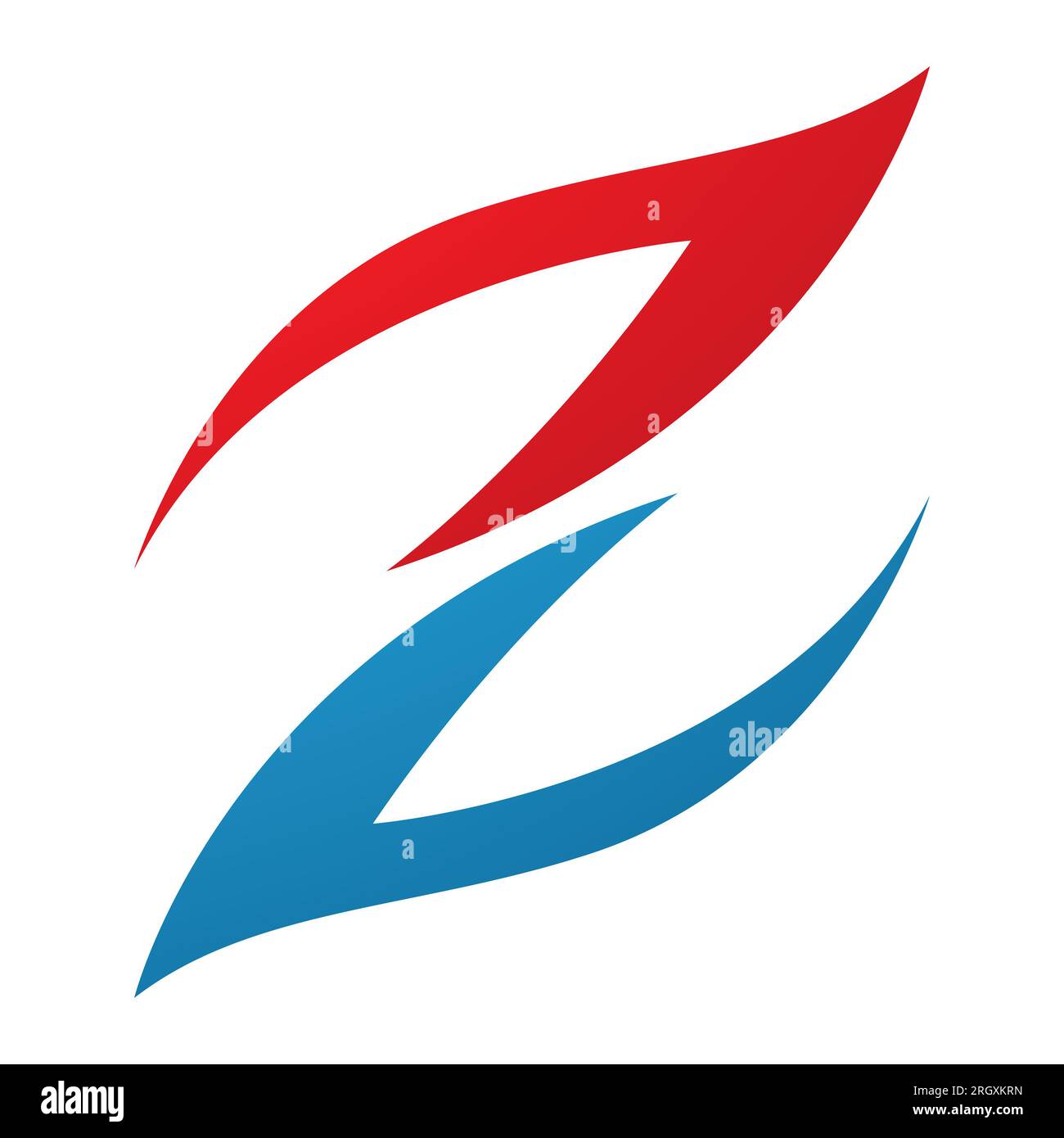 Red and Blue Fire Shaped Letter Z Icon on a White Background Stock Photo