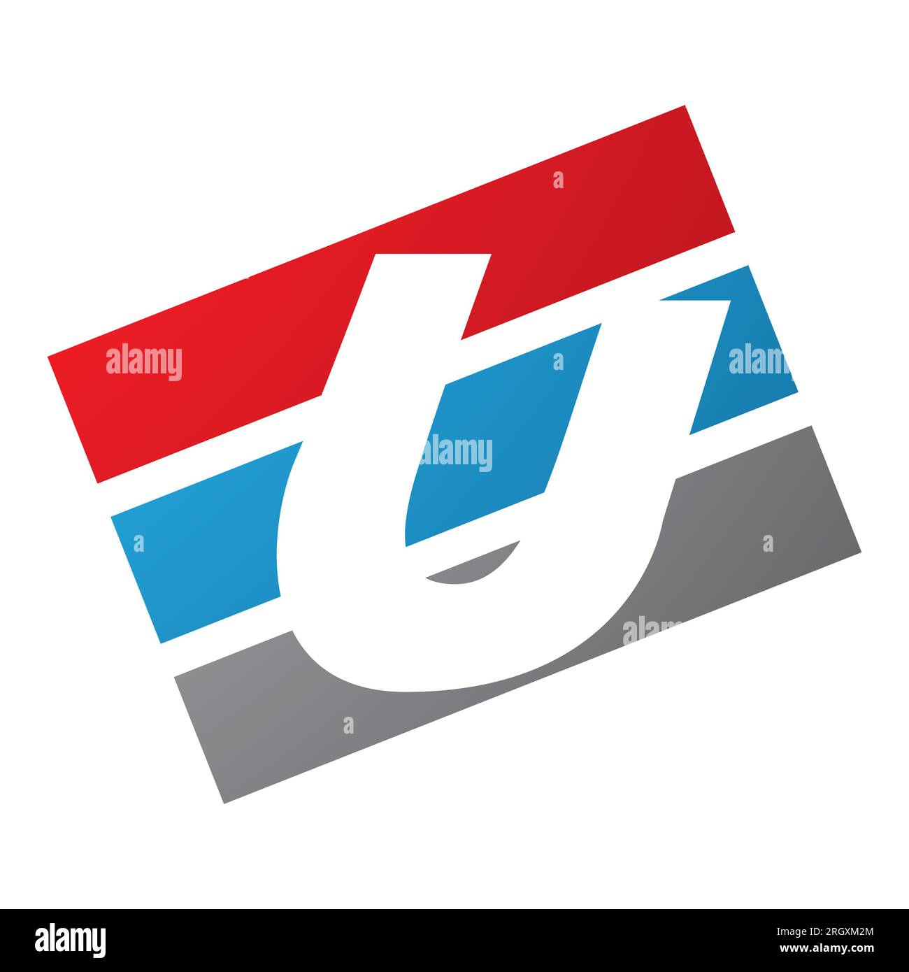 Red and Blue Rectangular Shaped Letter U Icon on a White Background ...
