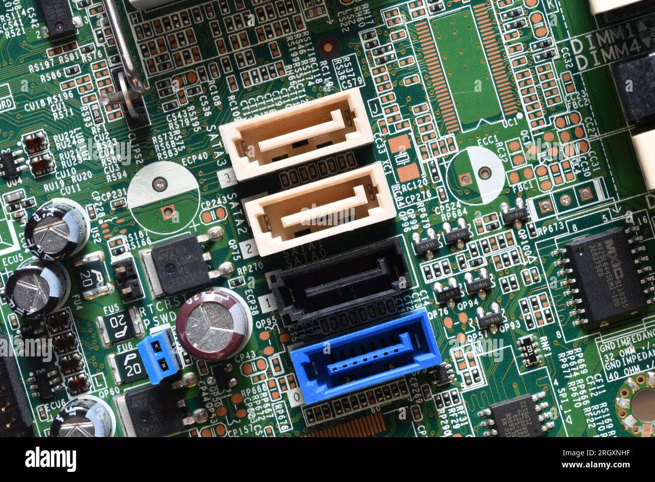 Close-up of Sata ports on the motherboard of a pc Stock Photo - Alamy