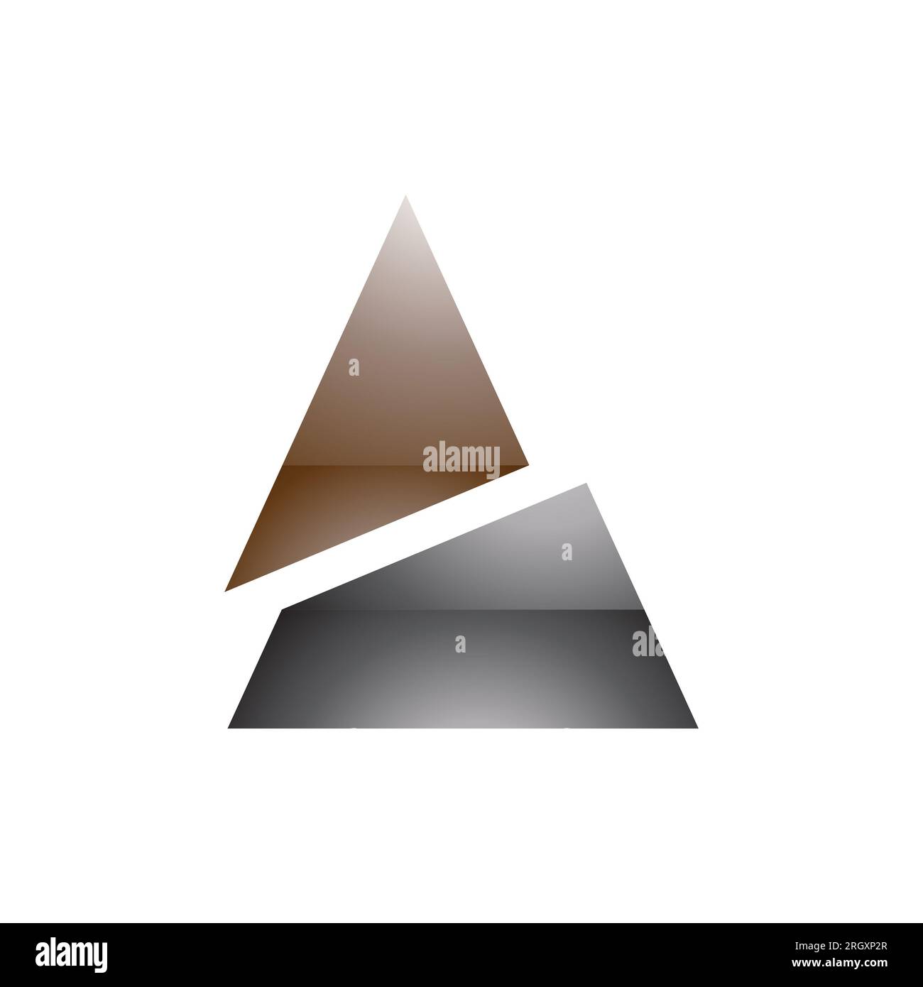 Brown and Black Glossy Split Triangle Shaped Letter A Icon on a White ...