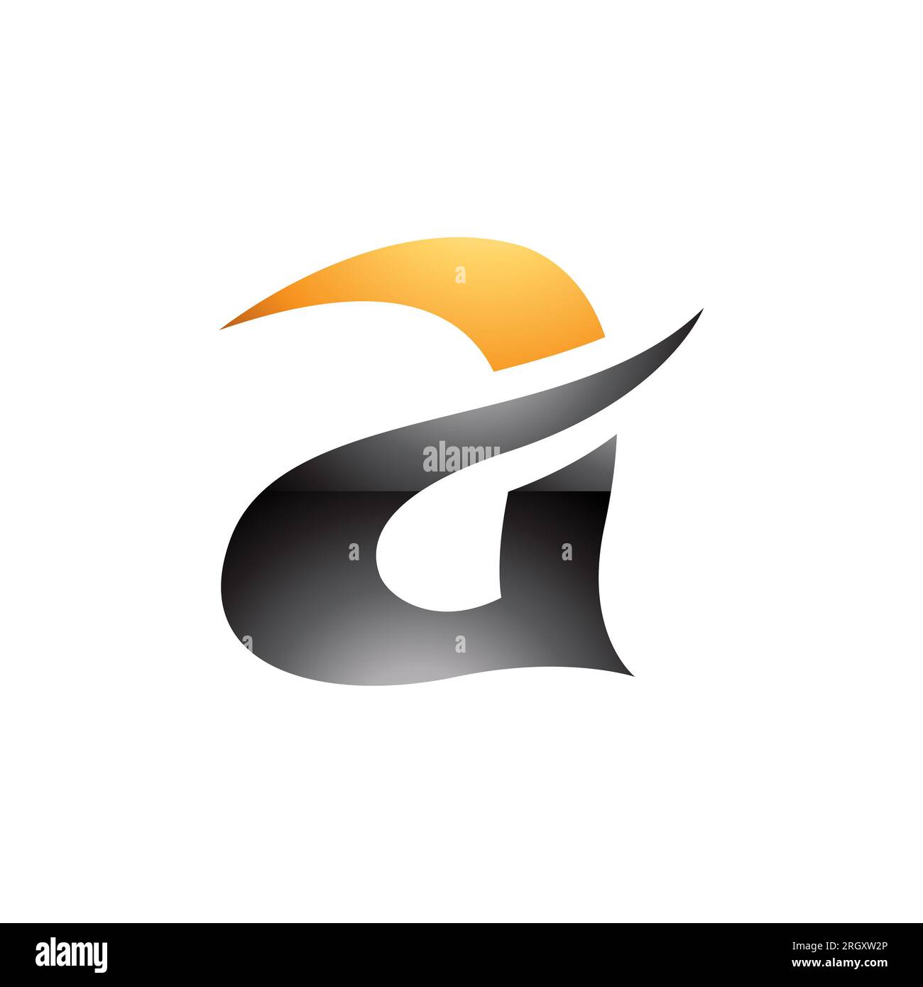 Orange and Black Glossy Curvy Spikes Letter A Icon on a White ...