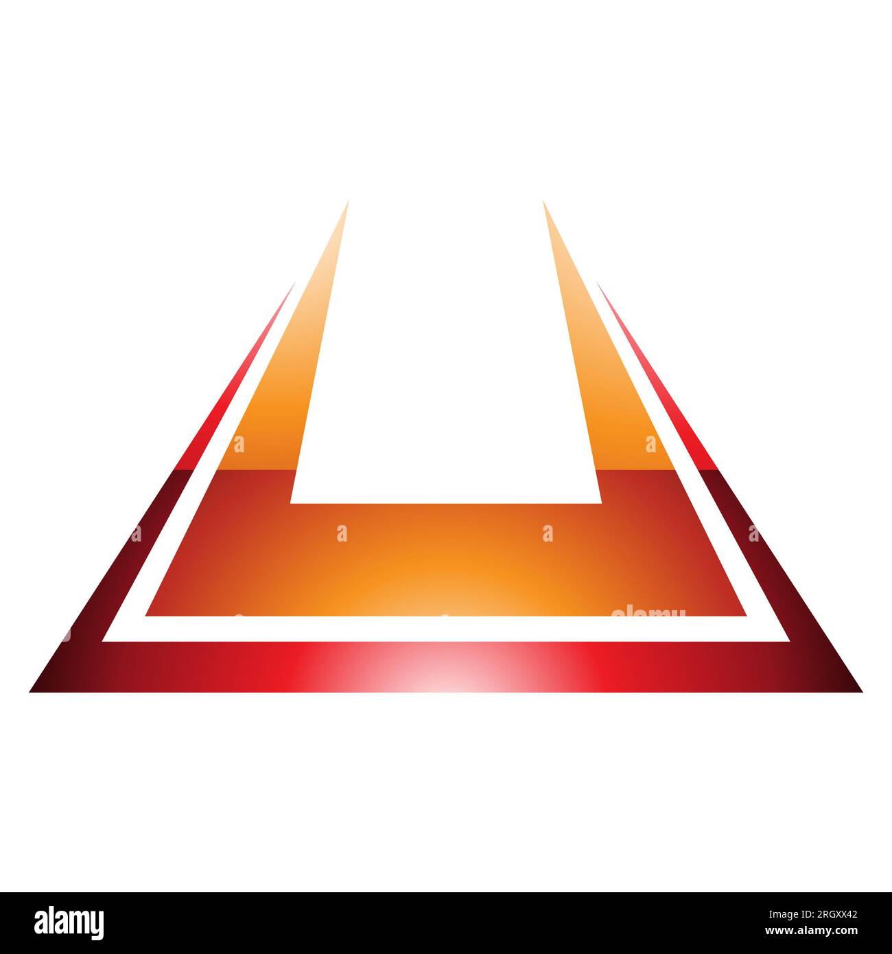 Orange and Red Glossy Bold Spiky Shaped Letter U Icon on a White ...