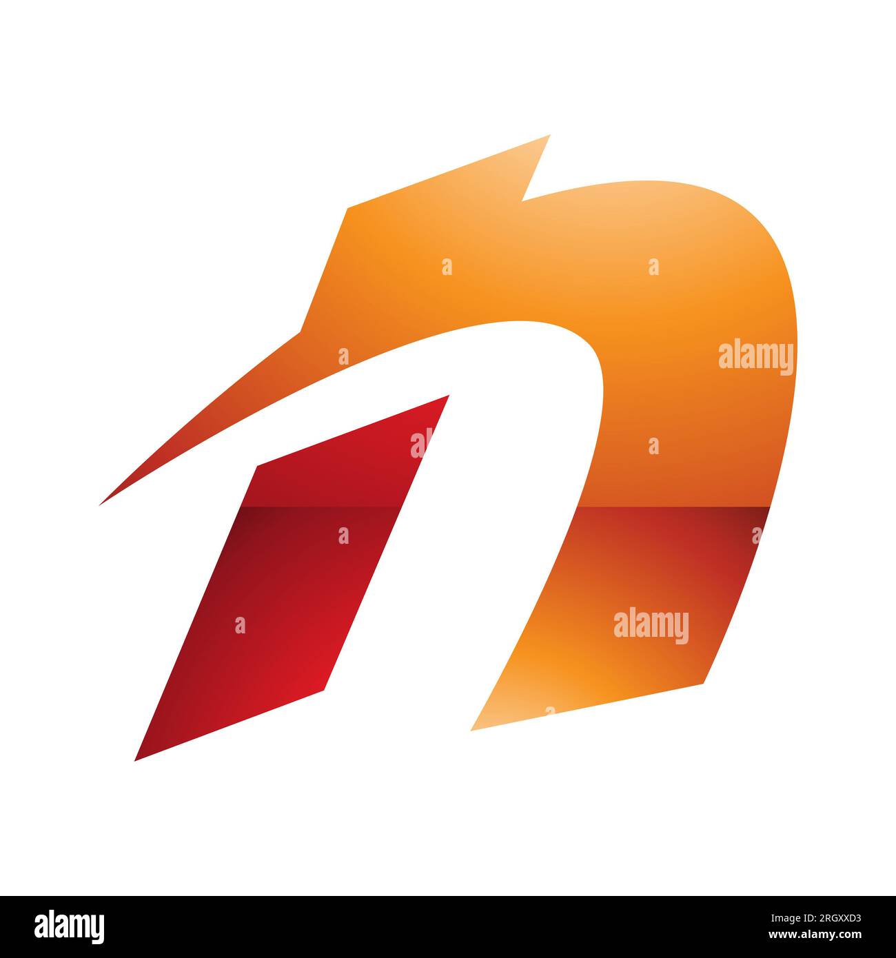 Orange and Red Glossy Spiky Italic Letter N Icon on a White Background ...