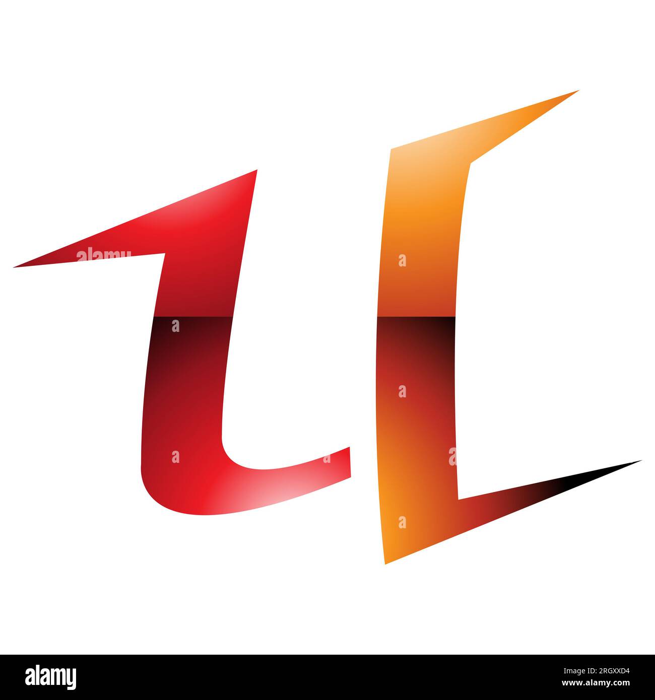 Orange and Red Glossy Spiky Shaped Letter U Icon on a White Background ...