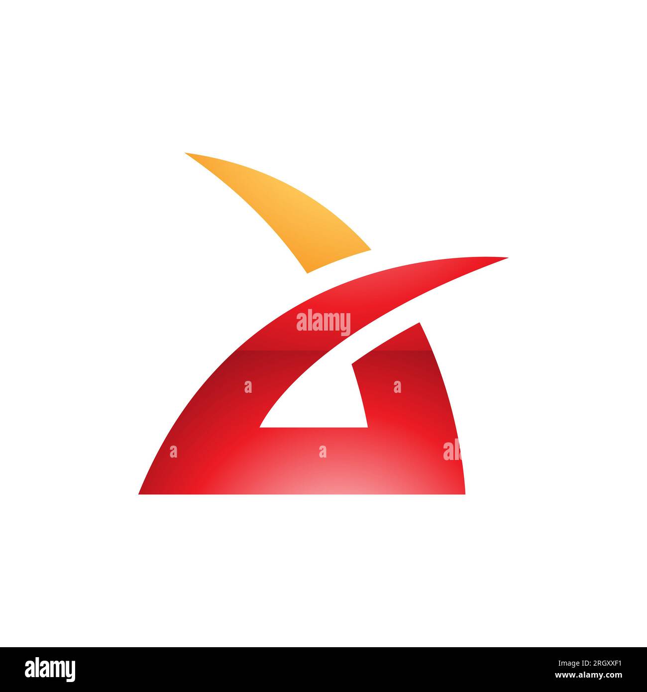 Orange and Red Glossy Spiky Grass Shaped Letter A Icon on a White ...