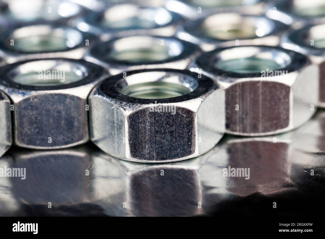 metal steel nuts for installation work , the nuttobolt fastening system is made of steel Stock