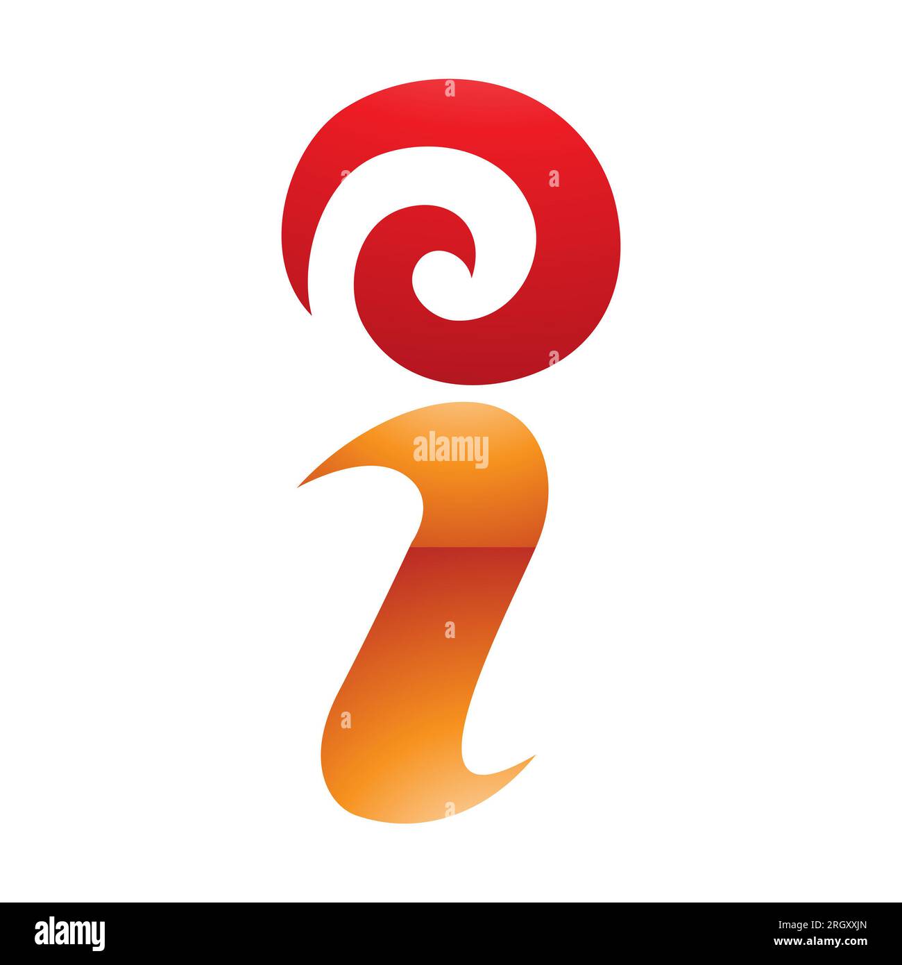 Orange and Red Glossy Swirly Letter I Icon on a White Background Stock ...