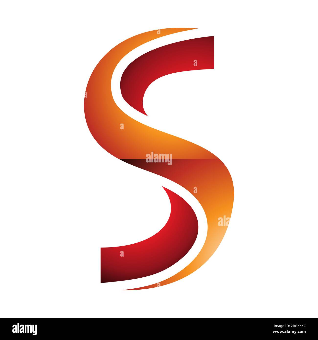 Orange and Red Glossy Twisted Shaped Letter S Icon on a White ...